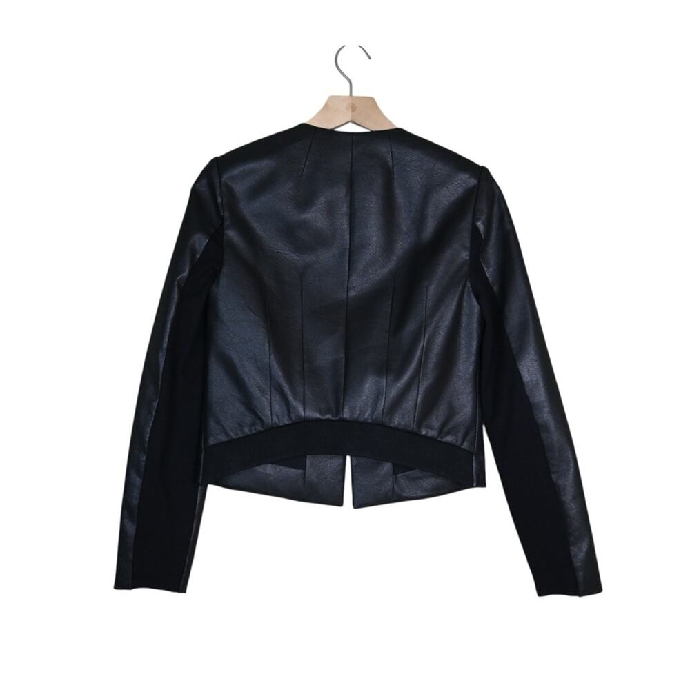 BCBGMAXAZRIA Womens XS Cruz Faux Leather Lined Blazer in Black NEW - Picture 4 of 13